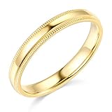14k Yellow OR White Gold 3mm Plain Milgrain Wedding Band
