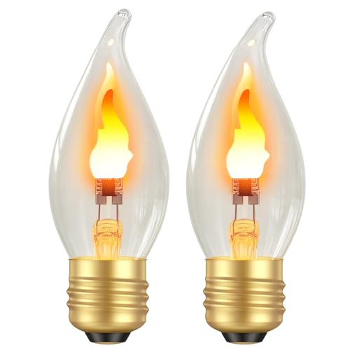 Hompavo Flickering Flame Light Bulbs with Realistic Fire Effect, E26 3W Glass Bulb for Halloween Christmas Outdoor Decor, Halloween Porch, Patio & Home Indoor/Outdoor Party Decor - 2 Pack