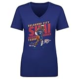 500 LEVEL SGA OKC Thunder Women's V-Neck T-Shirt - Shai Gilgeous-Alexander Oklahoma City Thunder Slant (Royal Blue, M)