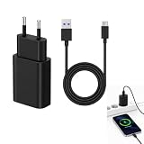 Caricabatterie Alimentatore USB 5V/2A Versione Europea e Cavo da 2m per Smartphone/Lettore Elettronico/Smart Watch/Tablet per Bambini/Giocattoli/TV Box/Cuff, Nero