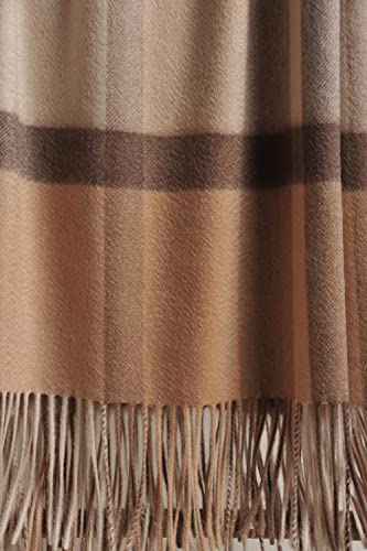Ep Mode 100% Pure Cashmere Throw Blanket For Sofa, Classic Design With Gift Box (Camel Tartan) #TOP5