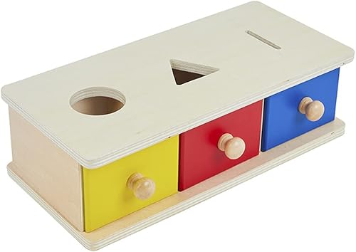 Kghios Montessori Box w/Bins Coin Object Permanence with Drawer 4 in 1 Montessori Infant Toys for Toddlers Materials for 6-12 Month Babies Infant 1-2 Year Toddlers Toys