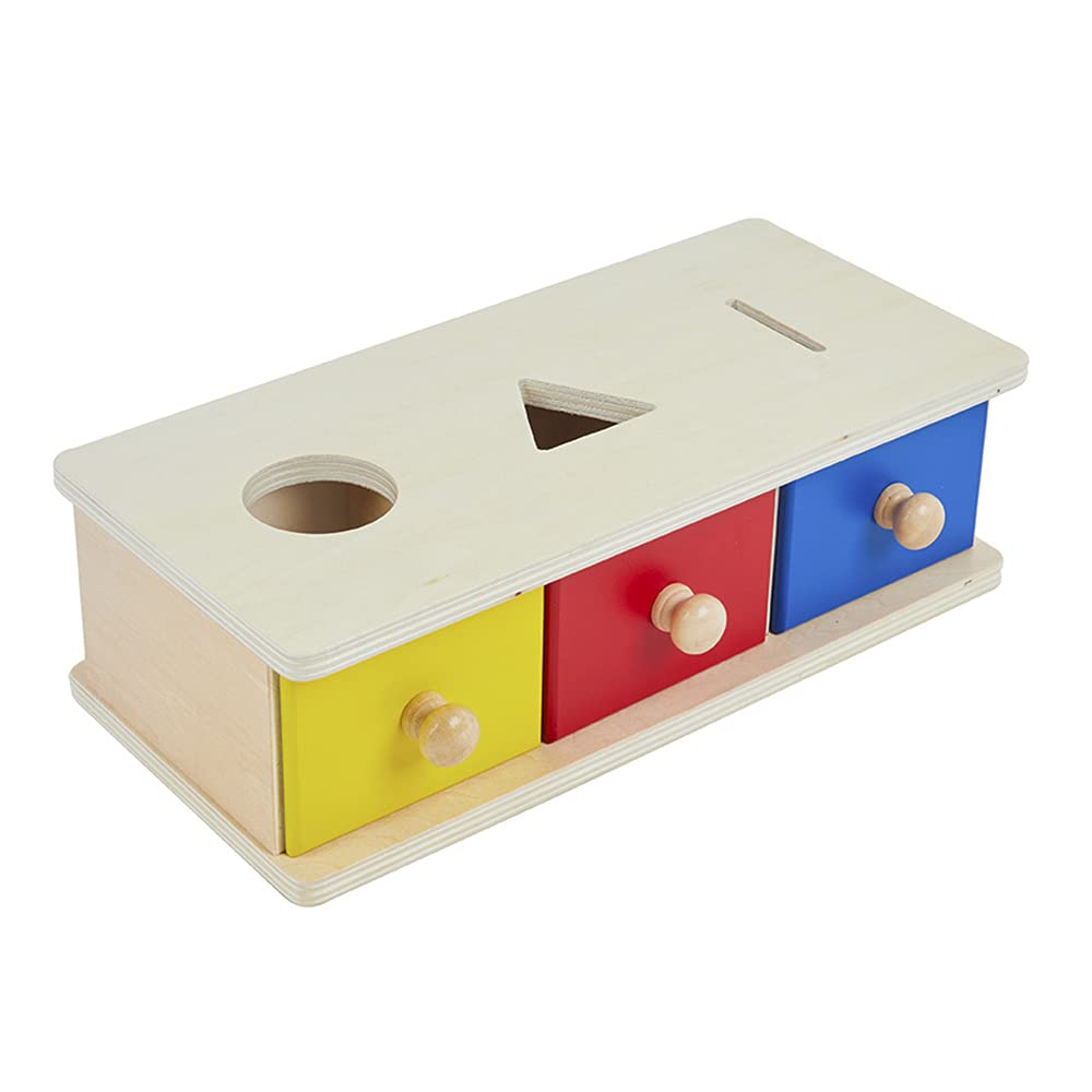 Kghios Montessori Aufbewahrungsbox für Münzen mit Schublade, 4 in 1, Montessori, Kinderspielzeug für Kleinkinder, Materialien für Babys von 6 bis 12 Monaten, Spielzeug für Kinder
