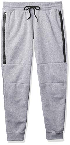 Southpole Men's Active Basic Jogger Fleece Pants, Heather Grey(Long Zip), X-Large