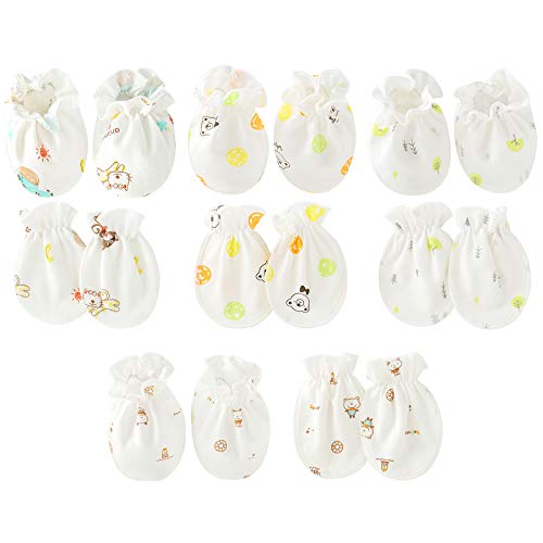 Zando Baby Mittens and Socks Set Newborn Baby Boy Mittens Adjustable Infant Toddler Gloves No Scratch Cotton Girl Gloves 0-6 6-12 Month Monkey&Yellow&Green&Coffee One size