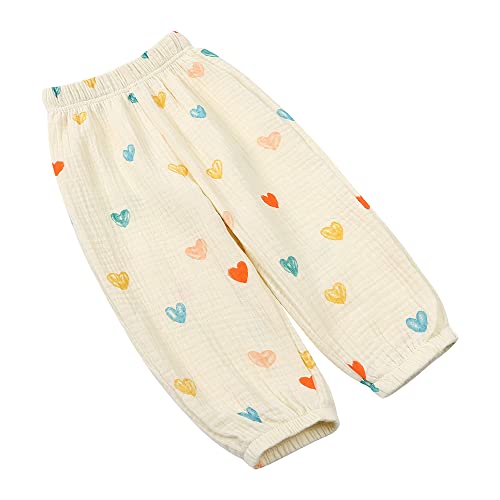 Image of Kids Tales 3 Pack Boys Girls Cotton Linen Pants Child Basic Plain Solid Trousers Big Kids Elastic Waist Long Pants Bloomers
