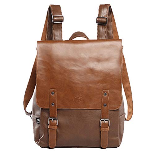 Neuesone: Mochila de cuero vintage para portátil para mujeres y hombres  de piel sintética