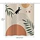 ASDCXZ Duschvorhang 180x180 cm Boho Style, Mid Century Abstrakt Kunst Boho Katze Blätter Beige Bad Waschbar Duschvorhänge Polyester Textil Wasserdicht Duschvorhang für Badewanne mit 12 Haken