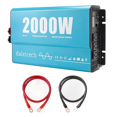 Image of 2000W Pure Sine Wave Inverter 12V DC to 120V AC, 4000W Peak, Power Inverter for RV Semi Truck Off-Grid Solar, Dual AC Outlets USB-C, Remote & LCD Display Ready, Full Protection