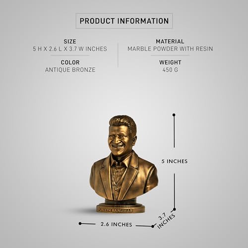 Image of SILAII Dr. Puneeth Rajkumar Sculpture - Antique Bronze Tribute to Kannada Film Legend - Handcrafted Collectible (5 INCH)