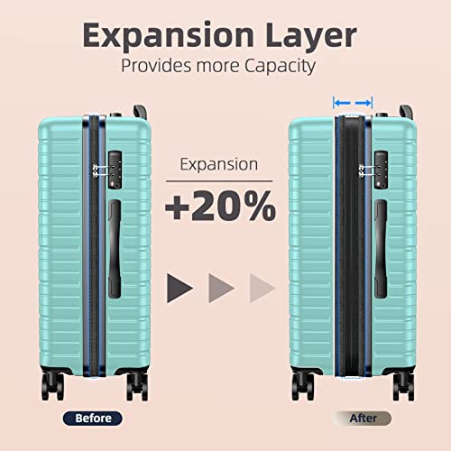 Beow Luggage Sets Expandable Lightweight Suitcases With Wheels Pc+Abs Durable Travel Luggage Tsa Lock Mint Green 3Pcs #TOP4