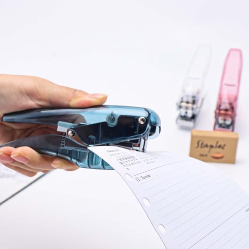 NatSumeBasics Plier Effortless Stapler & 1000 Rose Gold Staples, Clear Blue Handheld Stapler 25 Sheets Capacity Heavy Duty Manual Staplers for Office Accessories Supplies (Blue)