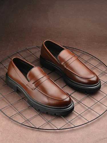 Image of MASSARI Premium Vegan Leather Upper Loafers for Men | Chunky Sole Formal Loafers
