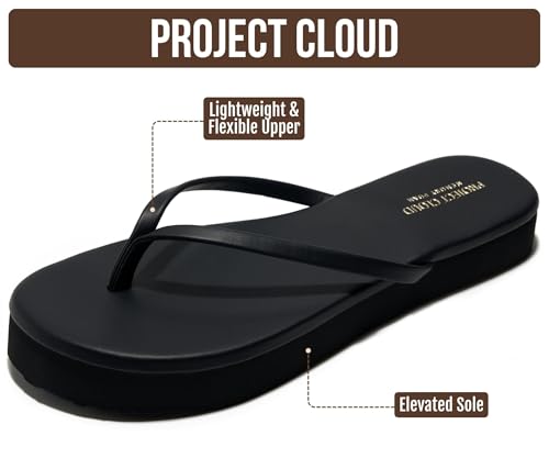 Image of Project Cloud Platform Sandals Women Memory Foam Flip Flops (ELEVATION) | Durable and Lightweight Non-Slip Sole Summer Thong Sandals - Platform Flip Flops for Women Everyday Comfort Daily.