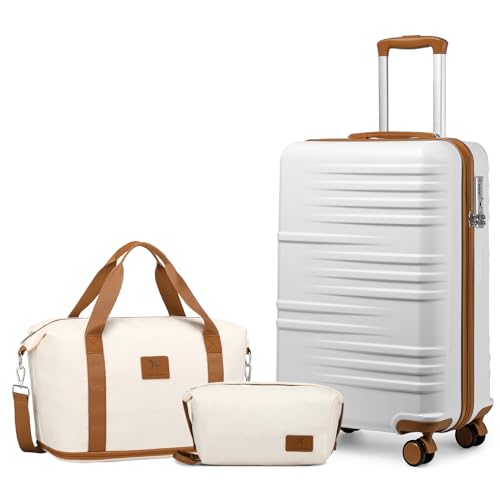British Traveller Resväska Hård Resväska ABS + PC Lätt Bagageset med TSA-lås, Set da 3 pezzi