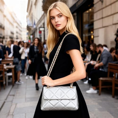 Image of Gladdon Quilted Crossbody Purses for Women Small Ladies Shoulder Bags with Chain Trendy Clutch Purse Cute Designer Bag