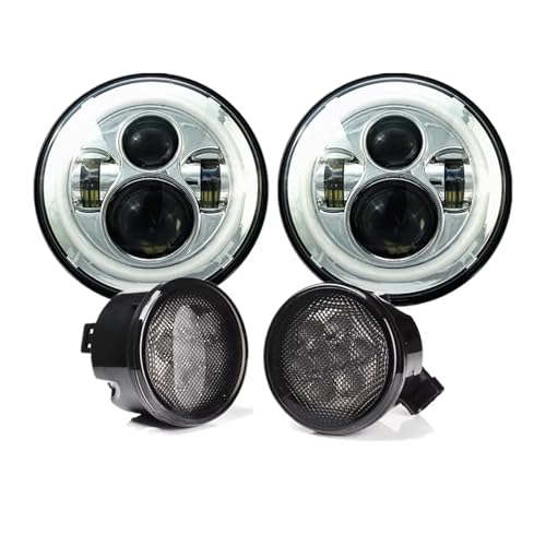 Phare LED 7 pouces clignotant pare-chocs chrome optique avant Wrangler JK 07-17