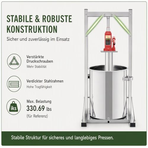 Foto von 36L Edelstahl Obstpresse Hydraulisch, Obstweinpresse für Obst Püree Honig