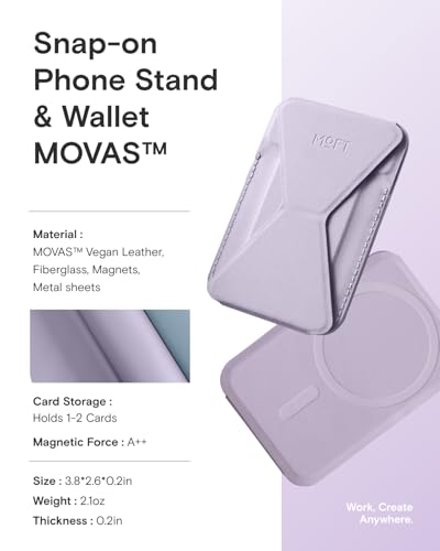 Image of MOFT Magnetic Wallet Stand Compatible with iPhone 16 /15 /14 /13 /12 Series, Angle Adjustment & MOVAS Phone Stand, Light Peony