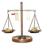 Owlgift Vintage Metal Libra Jewelry Tower, Scale Display Tray Holder, Cosmetic Organizer, Earring St