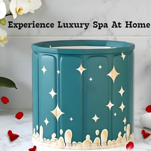 Image of Lexara Portable Folding Bathtub for Bathroom - Large Freestanding Soaking Tub with Thick Insulated, Ice & Hot Spa Tub, Collapsible Cold Plunge Therapy, Muscle Recovery Tub (Clamp Bucket bath)