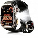 AGM Legion 3 Ultra Smartwatch Uomo,Corpo robusto in metallo completo,Display AMOLED da 1.95 pollici,Impermeabile 5ATM,Chiamate Bluetooth,100+ modalità sportive,torcia,Android & iOS Nero