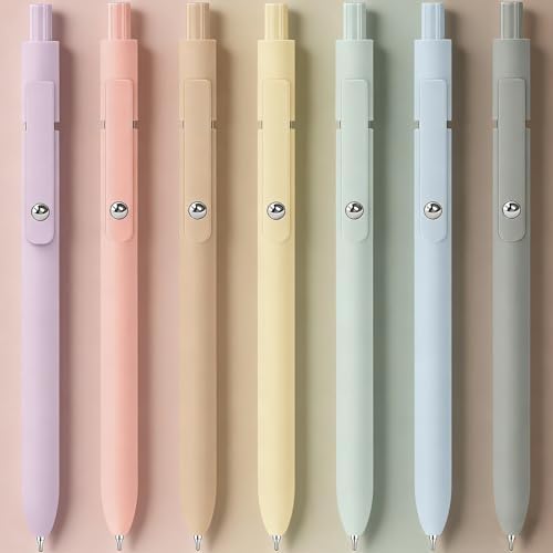 Gel Pens, 7pcs 0.5mm Quick Dry Black Ink Fine Point Smooth Writing Pens, Cute Teacher Work Desk Accessories Office School Supplies Gifts for Men Women Student, Stocking Stuffers for Teen Girls