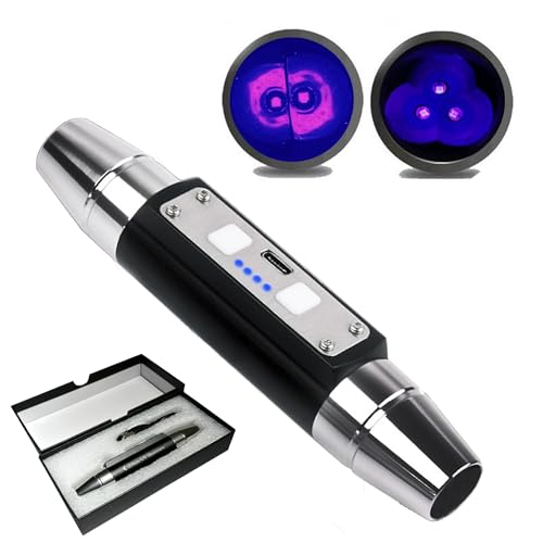 Shortwave 254nm UVC & Longwave 395nm 365nm UVA LED Flashlight Yooperlites Calcite Fluorescent Minerals Phosphor Counterfeit Currency Tagged Stamps Detector UV LED Torch with ZWB3 Filter Glass