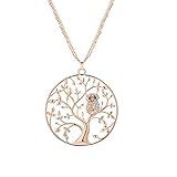 Material: Legierung. JUNGEN Eule Halskette Hollow Anhänger Kette Damen Schmuck, Gold