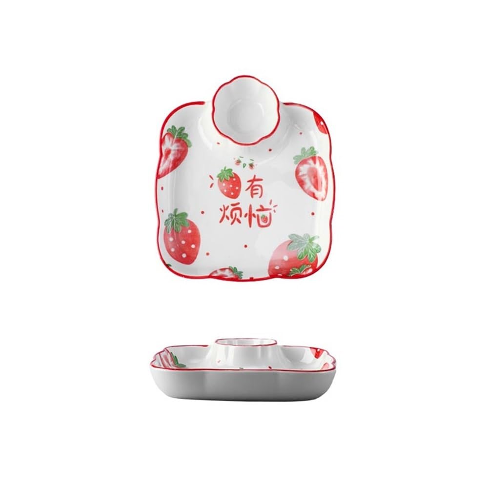 pojemnik na przekąski Porcelanowy talerz restauracyjny, ceramiczny talerz obiadowy, talerze na pierogi, sosy i przyprawy(Red)