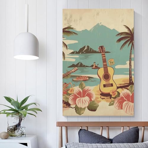 Peinture sur toile vintage hawaïenne pour un salon évasion - 5
