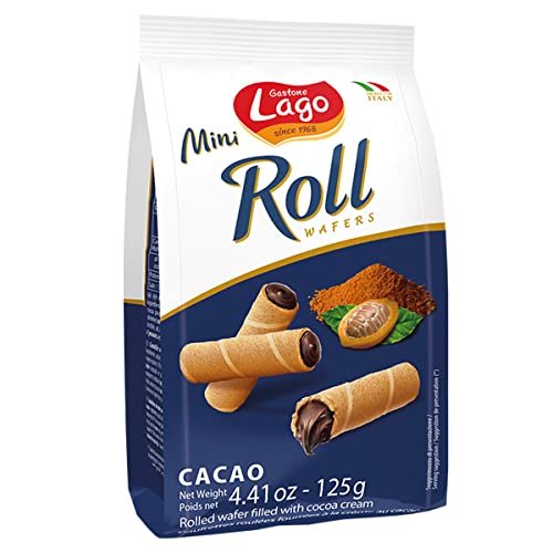 Lago 1968, Mini Roll 125g, Cannoli de Wafer farcis à la crème de cacao 66%