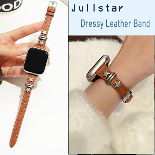 Leather Slim Brown Black Star Band Compatible Apple Watch Women Z46 by Jullstar - Used condition - Image 3