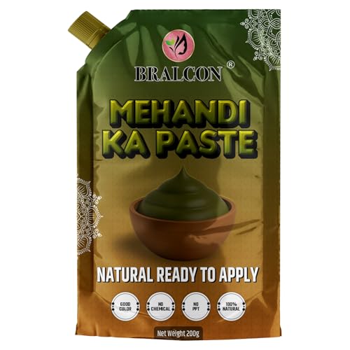 Image of BRALCON Mehandi Ka Paste, Natural Ready to Apply Henna, 200g, Chemical-Free, Body Paint