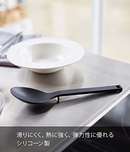Yamazaki-Industries-4273-Tower-Collection-Silicone-Cooking-Spoon-Black-Approx-W-28-x-D-12-x-H-102-inches-7-x-3-x-26-cm-With-Measurement-Marking-Heat-Resistant