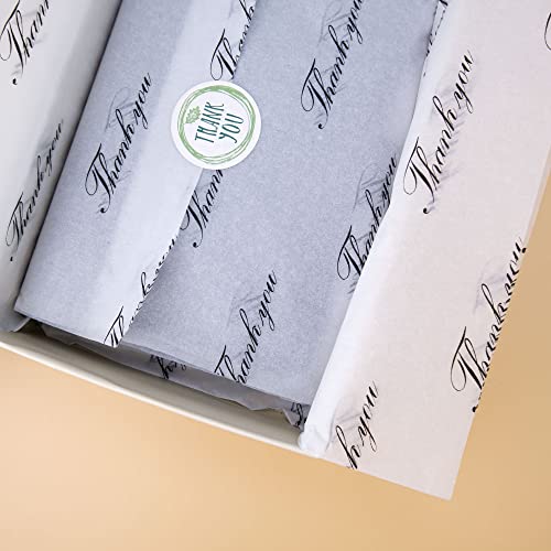 MR FIVE 100 Folhas Brancas com Papel de Seda Preto Obrigado A Granel, 20