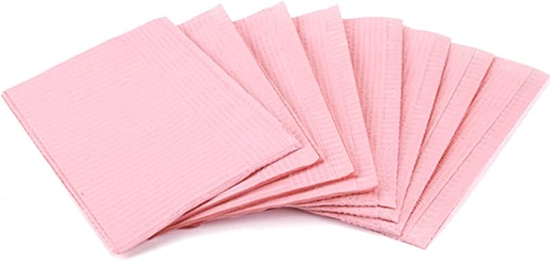 BeiHCain Protetores descartáveis para mesa de tatuagem, 3 camadas, rosa, pacote com 50