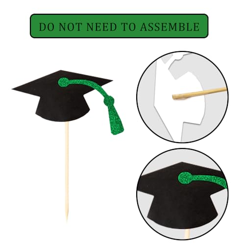 Image of 2026 Green Glitter Graduation Cupcake Topper