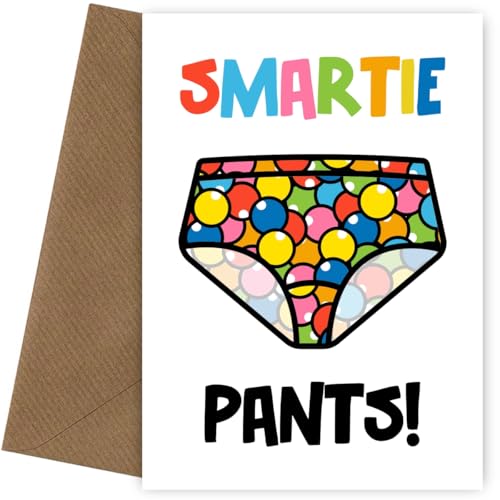 Well Done Card - Smartie Pants - Funny Congratulations Cards - Say Congrats for Exam Results GCSE Uni A Level - Proud of You Driving Test Greetings Card New Job Qualification