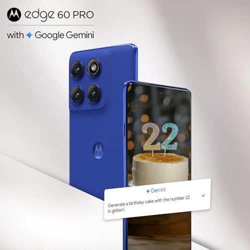 Image of MOTOROLA Edge 60 Pro 5G (Pantone Dazzling Blue, 16GB RAM, 512GB Storage) | MediaTek Dimensity 8350 Processor | 50MP + 50MP + 10MP Triple Rear Camera |50MP Front Camera |6.7-inch 1.5K Super HD+ Display