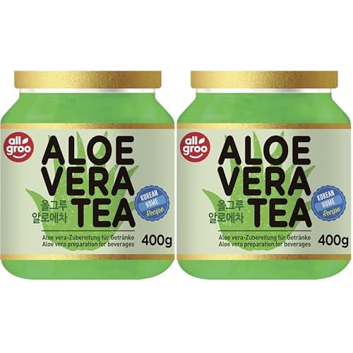 Allgroo Aloe Vera Tee — Aloe Vera Zubereitung für Tee oder als Brotaufstrich, vegan und glutenfrei (1 x 400 g) (Packung mit 2)