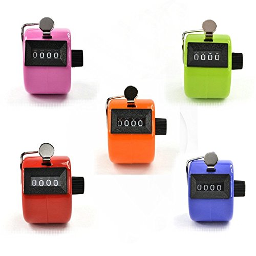 Zorpia Pack Of 5 Color Hand Held Tally Counter 4 Digit Mechanical Palm Clicker Counter - Assorted Color Handheld Tally Counter For Lap/Sport/Coach/School/Event (Pack Of 5) #TOP6