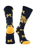 TCK Michigan Wolverines Mayhem Crew Socks (Blue/Maize, Large) - Blue/Maize,Large