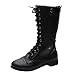 Produktbild Damen Stiefel,Binggong Damen Schnürstiefel mit Quadratischem Absatz und Schnürstiefel aus Leder mit Runden Zehen