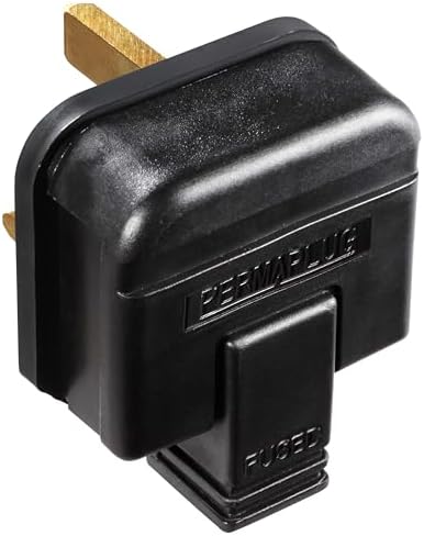 Masterplug Heavy Duty 13 Amp Rewireable Plug, 57.5 x 48 mm, Black