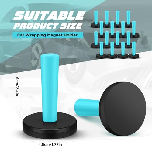 Image of 16 Pcs Cyan Car Vinyl Wrap Magnets Holder Tool Kits for Car Wrapping and Crafts Sign Making Window Tint Tools Magnets