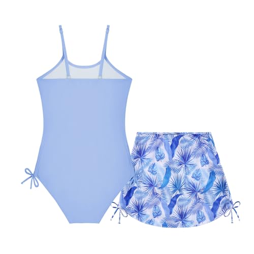 Image of Weixinbuy Girl's One Piece Swimsuits with Mesh Skirt Bathing Suits Swimwear with Cover Up for Girls 9-16 Years