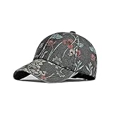 yosuwer Unisex Floral Print Baseball Cap Adjustable Washed Denim Sport Trucker Dad Visor Hat (One Size, Black)