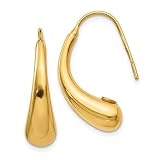 Pendientes de gancho de pastor de oro pulido de 14 quilates con forma de lágrima de 23,5 x 6 mm de ancho, regalos de joyería para mujer, Metal