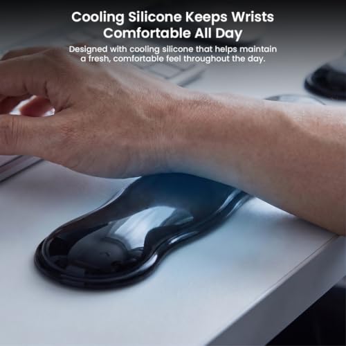 Image of Mouse & Keyboard Wrist Rest Pad Set of 2 Black Silicone Gel Hand Rest Non-Slip Footpad 14 inch Ergonomic Design Wrist Support for Office Computer Laptop Mac Typing Pain Relief Desk Gaming Accessory